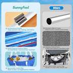 SUNNYFEEL Low Beach Chair 5 Position Lay Flat, Portable Folding Backpack Beach Chairs Heavy Duty with Cooler Bag, Cup Holder for Outdoor/Lawn/Picnic/Fishing, Foldable Camping Chair (New BlueStripe)