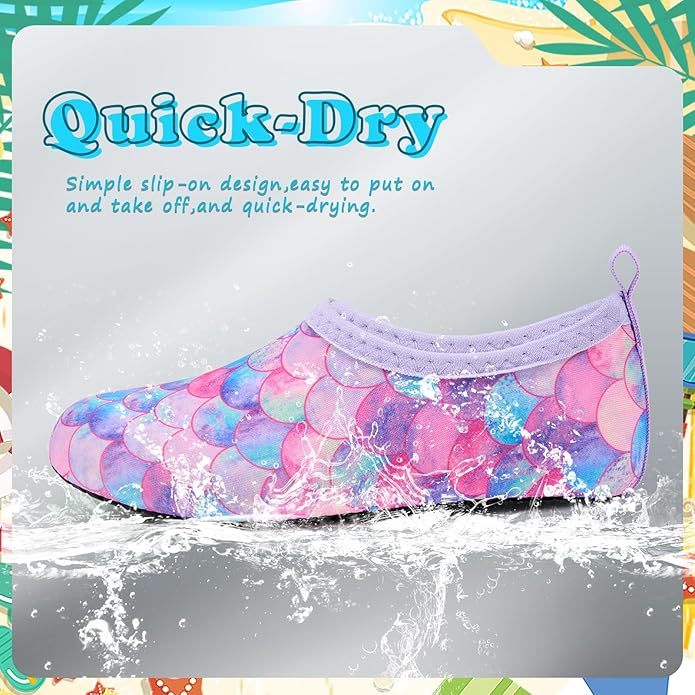 Deevike Kids Water Shoes Boys Grils Barefoot Quick Dry Aqua Socks Beach Shoes for Toddler Sports Swim Surf Outdoor Walking