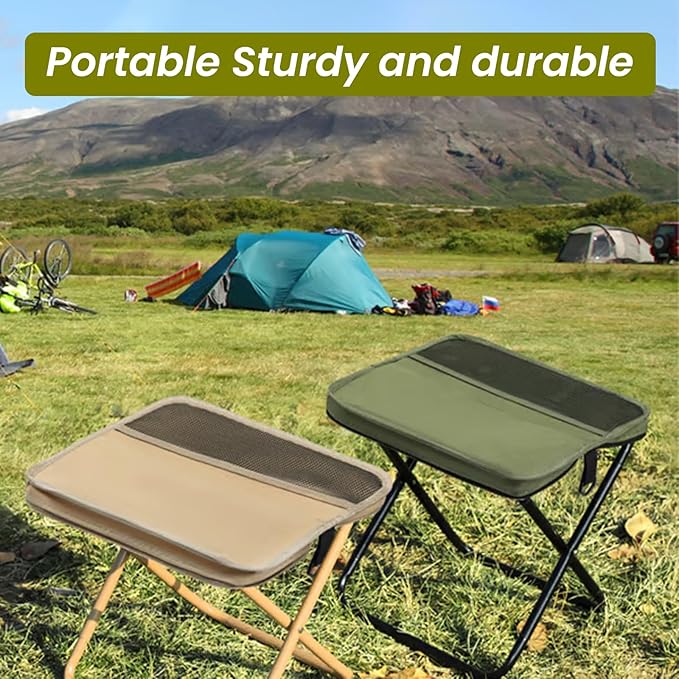 Foldable Portable Backpack Stool|Collapsible Stool for Camping,Hiking |Lightweight Ultralight Pocket Chair|Capacity 330LBS|Outdoor Footstool for Travel Walking Fishing Picnic BBQ (Army Green, Small)