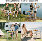 2ft Camping Table Foldable, 3 Adjustable Heights High 27.5" Aluminum Small Folding Table with Carrying Handle, Portable, for Outdoor Indoor Picnic Beach BBQ Party Travel, 24" x 16", Yellow