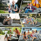 Double Camping Sleeping Pad – 4" Ultra-Thick Foot-Pump Design, Lightweight 2-Person Inflatable Sleeping Mat with Pillow for Backpacking, Hiking, Travel, Tent – Gray