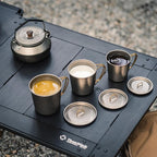 Titanium Mug, 350ml Camping Cup with Lid, Outdoor Titanium Lightweight Coffee Mug for Hiking Backpacking Camping