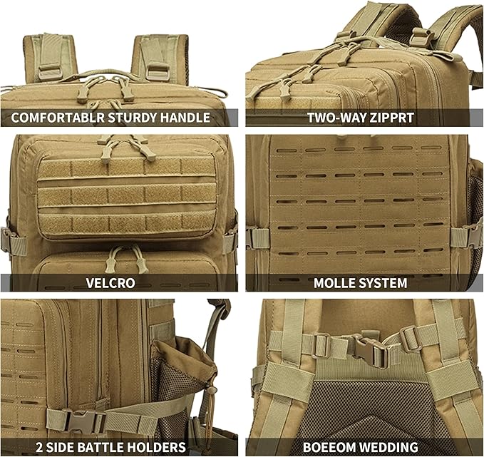 Military Tactical Backpack 45L/25L 3 Day Assault Pack Molle Daypack Hiking Backpack for Men and Women