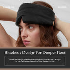 Lunya Sleep Mask with Box - Washable Silk Sleeping Mask and Headband for Beauty Routines - Thermoregulating Comfort for Restful Nights - Silk Eye Mask for Women - Large - Immersed Black