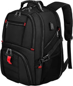 YOREPEK Travel Backpack, 15.6 Inch Laptop Backpacks for Men Women, Water Resistant College Backpack Airline Approved Business Work Bag with USB Charging Port Fits 15.6 Inch Computers, Black