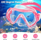 Kids Swim Goggles Snorkel Diving Mask for Boys Girls Ages 5-15, Two-Color Anti-Fog Swimming Goggles with Nose Cover