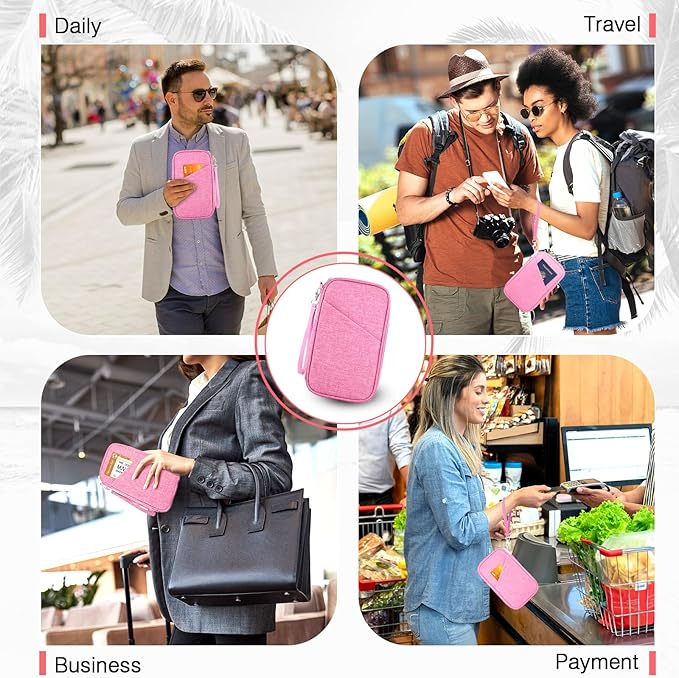 Passport Holder Family, Women Rfid Blocking Passport Wallet, Travel Essentials Premium Wallets, Waterproof Passport Holders Bag for Men Traveling, Travel Document Organizer Credit Cards Case