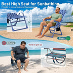 Suteck Backpack Beach Chair for Adults - 6-Position Folding Reclining Chair with Cooler Bag & Cup Holder, Lightweight Portable Beach Chair for Camping, Outdoor, Sand, Travel Use