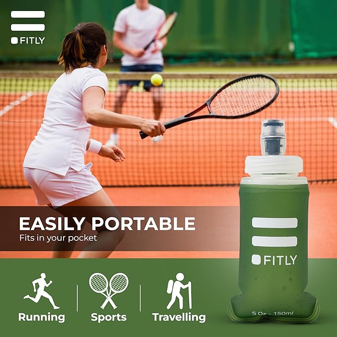 Soft Flask - Shrink As You Drink Soft Water Bottle for Hydration Pack - Folding Water Bottle Ideal for Running, Hiking, Cycling, Climbing & Rigorous Activity