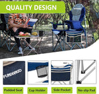 FUNDANGO 2 Packs Oversized Camping Chair with Lumbar Back Support Padded Outdoor Heavy Duty Camping Chair for Adults with Cup Holder, Armrest, Support 300 lbs