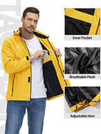 TACVASEN Men's Rain Jacket Lightweight Windbreaker with Hooded Water Resistant Outdoor Raincoat for Hiking Travel Camping