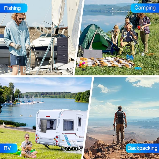 30W Portable Solar Panel, Foldable Solar Panel Charger with QC3.0 USB-A USB-C & DC Output for Phone/Power Bank/iPad/Power Station, IP65 Waterproof for Camping Backpacking Hiking RV Blackout