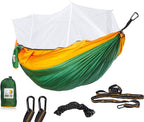 X-Large 2 Person Camping Hammock with Mosquito Net - Compact Double Hammock with Bug Net, Pocket, Tree Straps & Heavy Duty Carabiners - Parachute Grade Nylon Can Hold Over 600lbs of Weight