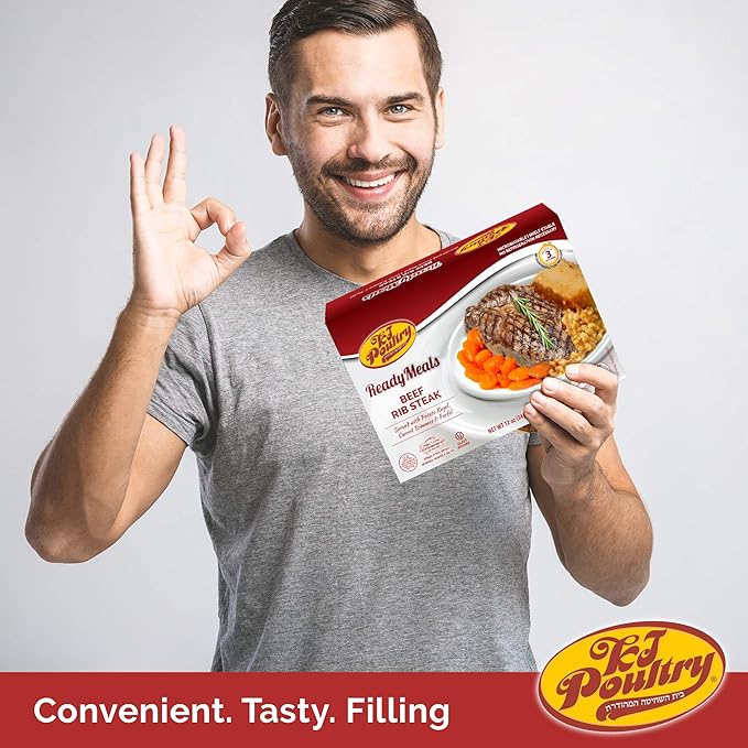 KJ Poultry Kosher Ready Meals - Beef Variety (4 Pack) Prepared Entree Fully Cooked, Shelf Stable Microwave Dinner Travel, Military, Camping, Emergency Survival Protein Food Supply Kit