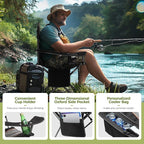 ALPHA CAMP Oversized Camping Chair Heavy Duty Lawn Chair with Cooler Bag Support 450 LBS Steel Frame Collapsible Padded Arm Quad Lumbar Back Folding Chair for Lawn Outdoor