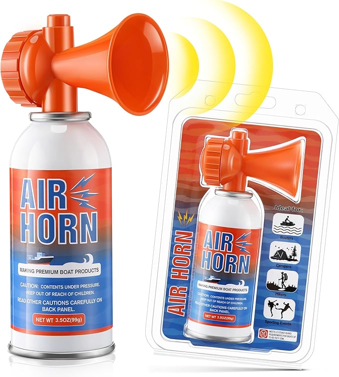 1 Pack Large Air Horn for Safety 3.5oz, 122dB Very Loud Marine Air Horn for Boat, Coast Guard Approved, Great for Boat & Marine Safety, Sporting Events, Travels, Hiking (Orange)