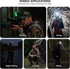 10W LED Coyote Hog Coon Hunting Lights, Rechargeable Hunter Headlamp, Waterproof 60000LUX Super Bright LED Predator Hunter Head Light & 3 Colors (White Red Green), 7 Position Switch