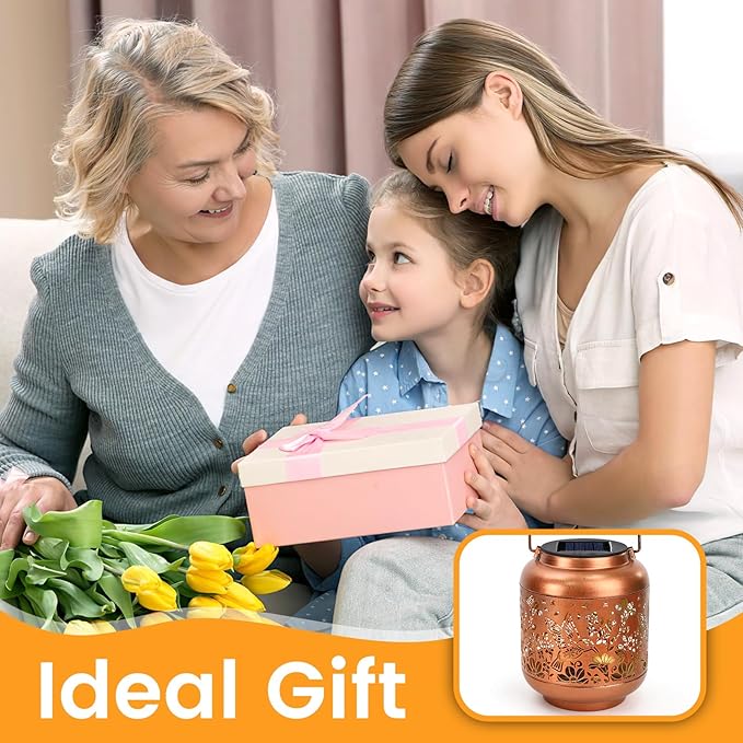 Birthday Gifts for Women Mom Grandma Solar Lantern Outdoor Waterproof, Gardening Gifts for Women, Hummingbird Garden Decor Hanging Solar Lights Yard Decorations Outdoor, Backyard, Patio, Porch