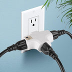 3 Outlet Wall Adapter T-Shaped, UL Listed 3 Prong Grounded Plug Extender,125V 1875W - Heavy Duty Multi Outlet Wall Plug,Power Outlet Splitter (3 Pack)