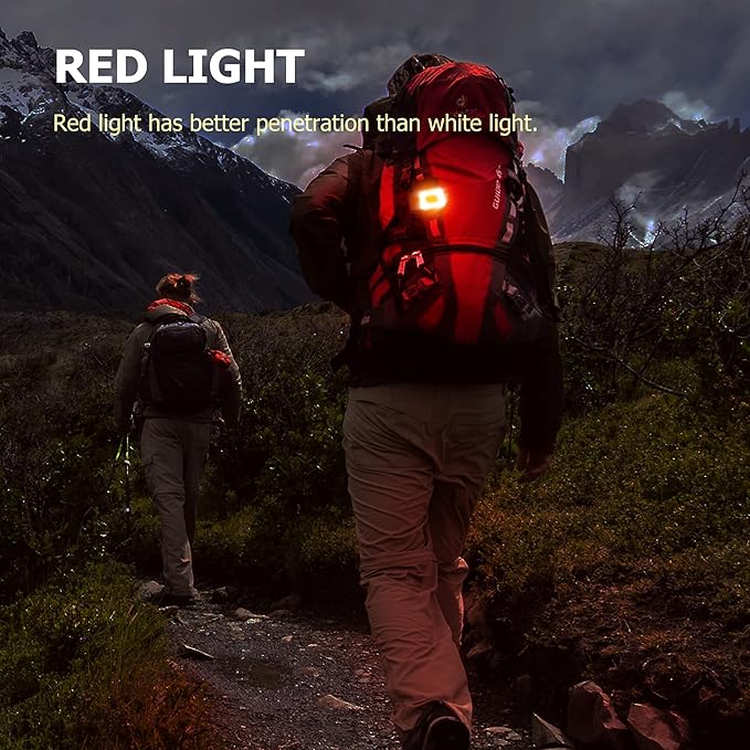 800Lumens Running Light, Rechargeable Headlamp Clip on Lights with Red/Green Lighting Night Vision, 5 Modes Lightweight LED Safety Light for Working Camping Hiking and Reading(1, Grey)