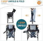 Camping Chairs Directors Chair with Side Table, Mesh Backrest Folding Lawn Chairs with Pocket, Foldable Camp Chair for Outdoor, Picnic, Sports and Fishing, Black