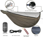 Onewind 12Ft Camping Hammock with Mosquito Net and Structure Ridgeline, Lightweight Portable Double Hammock with 12ft Tree Straps and Bugnet, Ideal for Wild Camping, Hiking, Backpacking, OD Green
