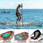 11'6"x35"x6" Wood Grain Stand Up Paddle Board Inflatable, Portable SUP Paddleboard with Complete Accessories, Camera Mount and 10L Dry Bag,Extra Wide Blow Up Paddle Board for Adults Youth Family