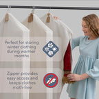 Luxury Cotton Garment Storage Bag, 24x40 Inch, Breathable Washable Reusable, for Hanging Clothes Short Dresses Jackets Suits, Fits 3 Hangers, Zipper Window (1, 24x40x3)