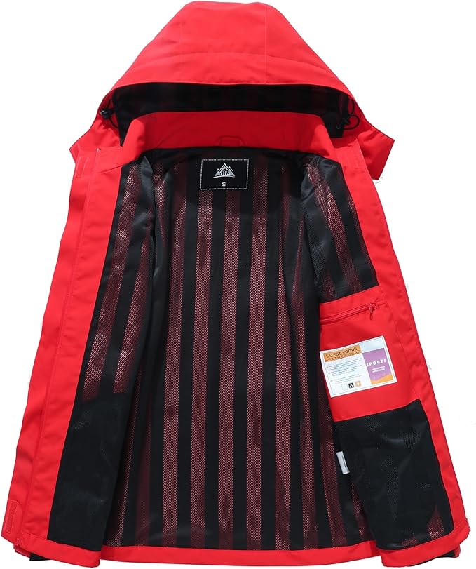 MOERDENG Women's Waterproof Rain Jacket Lightweight Raincoat Hooded Hiking Jacket Softshell Windbreaker