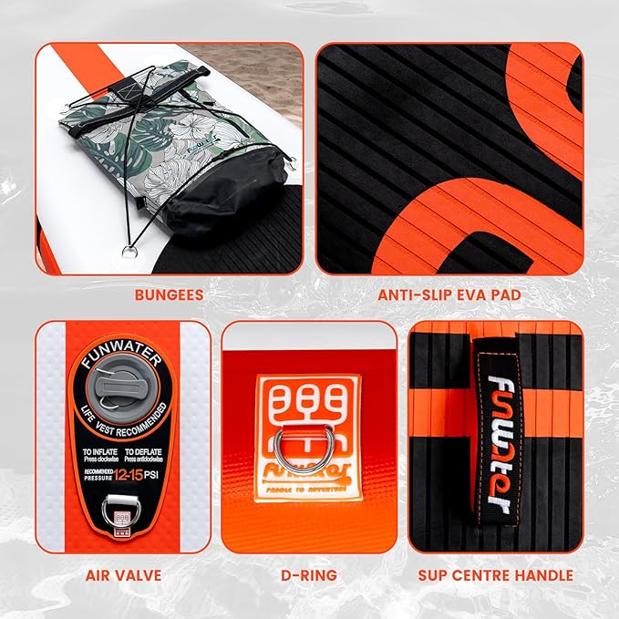 FunWater Inflatable Stand Up Paddle Board with Premium SUP Paddleboard Accessories, Anti-Slip EVA Deck, 11'/10'6'' Paddle Boards for Adults & Youth of All Skill Levels