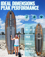 BM Paddle Board Inflatable Stand Up Paddle Board, SUP Paddleboard for Adult, Premium Accessories | Non-Slip EVA Deck & Foam Handles, Camera Mount, Double Action Pump, 85L Travel Backpack