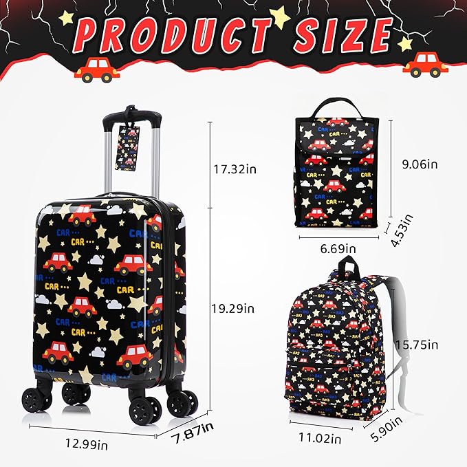 Rosamo Kid’s Luggage Set 6 Piece Suitcase Set 16’’ Hardside Luggage with Spinner Wheels Girls Boys Carry on Luggage Travel Rolling Luggage Airline Approved