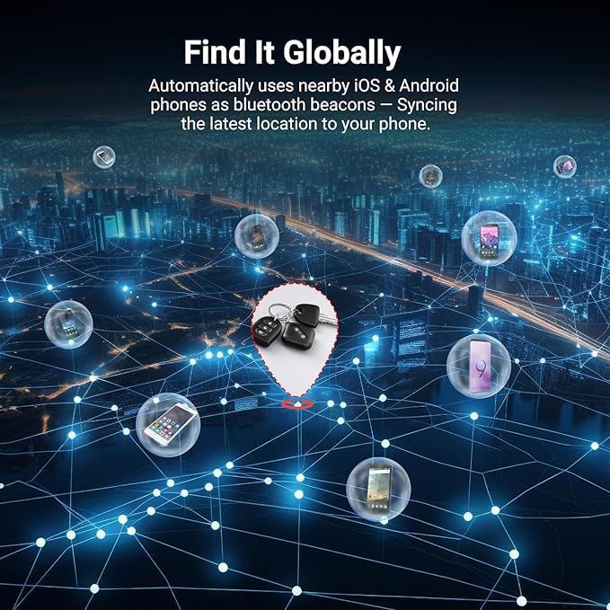 Dual-System Compatible Bluetooth Tracker for iOS or Android Key Finder, Item Locator, Smart Luggage Tracker, Pet Tracker Works with Apple Find My or Google Find Hub IP67 Waterproof Rating