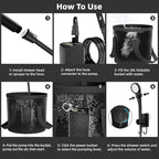 Moriko Portable Camping Shower, 6000mAh Rechargeable Shower Pump, Filtered Shower Head & 5 Gallons Foldable Bucket, Outdoor Shower for Hiking Beach, Travel, Pet Bath, Car Washing, Surf & Boat Cleaning