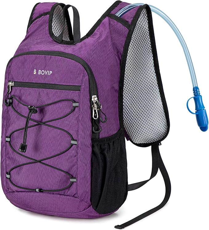 BOVIP Lightweight Hydration Back,15L Multipurpose Hiking Backpack with 1.5L Water Bladder ,Hydro Water Daypack for Cycling Hiking Rave for Men Women