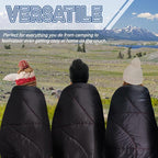 Outdoor Puffy Camping Blanket, Lightweight Down Alternative Puffy Printed Camping Large Ultra Warm Hammock Top Quilt Waterproof Blanket for Traveling Picnic Beach Party Cold Weather (Black)