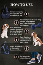 Noah & Paw Dog Sling Carrier for Small Dogs 5-18lb, Dog Sling for Small Dogs and Cats, Dog Carrier with Adjustable Padded Strap, Vegan Denim Lined with Fur, 3X Safety Features, Machine Washable