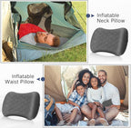 2 Pack Inflatable Travel Camping Pillow with Removable Cover Backpacking Blow up Neck Air Pillow Compressible for Lumbar Support Travel Hiking(Dark Grey)