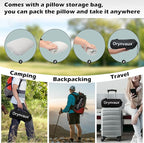 Memory Foam Camping Pillow - Lightweight & Portable Small Travel Pillow for Airplane & Train Travel, Camping, Backpacking, Removable Washable Cover, Easy to Clean, Includes Storage Bag