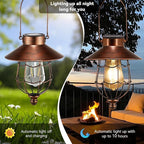 Solar Lanterns Outdoor Hanging Metal Vintage Lantern Warm White Solar Lights lamp Waterproof Edison Bulb Design for Pathway Garden Patio Yard Tree Decoration (Copper)