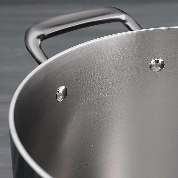 Tramontina Tri-Ply Clad Stainless Steel 8-Quart Stock Pot with Glass Lid, Induction-Ready Pasta Pot, Dishwasher-Safe, NSF-Certified, Made in Brazil