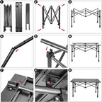Night Cat Foldable Camping Table: Outdoor Table with Storage Basket
