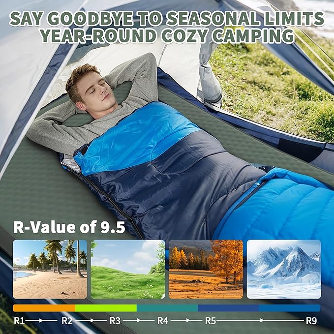 Self Inflating Double Sleeping Pad with Foam and Electric Pump，Innovative Y-Shaped Telescopic Structure，4.3" Thick Ultraportable Camping Mattress，Outdoor Compact Air Mat for Tent Car（4.2*79*55 inch）