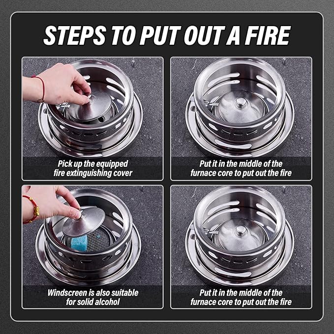 Camping Cookware Set, Portable Camping Stove With Pot Stainless Steel Alcohol Stove, No Electricity Required Adjustable Fire, for Camping Outdoor Kitchen Cooking Picnic for 1-2