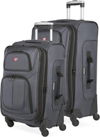 SwissGear Sion Softside Expandable Luggage with Spinner Wheels, Dark Grey, 2-Piece Set (21/25)