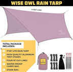 Wise Owl Outfitters Hammock Rain Fly – Waterproof Camping Tarp Cover with Tent Stakes & Carry Bag, Ultralight Shelter for Backpacking & Outdoor Shade