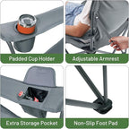 TIMBER RIDGE Oversized Folding Camping Chair for Adults, Support 550 LBS Heavy Duty with Cup Holder Side Pocket for Camping, Lawn, Picnic, Grey