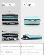 Large Compression Packing Cubes for Travel-Packing Cube Luggage Organizers 7 Piece Set for Checked Luggage-Ultralight, Expandable/Compression Bags by TRIPPED Travel Gear (DustyTeal/White)