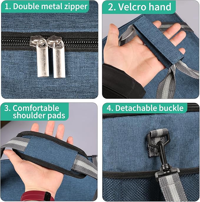 iknoe Large Cooler Bag Collapsible, 24L Insulated Bags, Leakproof Lunch Cooler Tote with Multi-Pockets for Adult Insulated Thermal Bag for Beach, Picnic, Office Work, Navy blue 36-Can