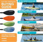 Kayak Paddles with Alloy Shaft and PP Blade, Floating Kayaking Oars, Adjustable 230-250 cm/90-98 Inches, 210-230 cm/82-90 Inches